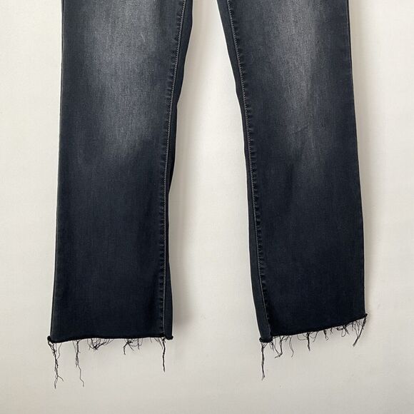 Judy Blue Slim Bootcut High Rise Jeans Black Washed Distressed Frayed Hem 30 - Picture 11 of 12